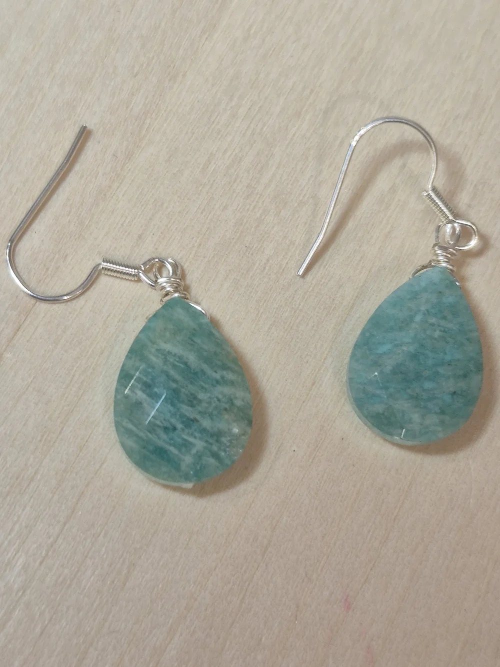 🩵🩵NEW🩵🩵 BEAUTIFUL!! Faceted AMZONITE Teardrop Dangle Earrings